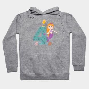 Cute little mermaid fourth birthday Hoodie